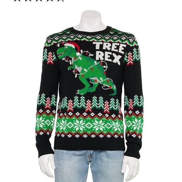 Men's Tree Rex Holiday Sweater. - Picture 1 of 4